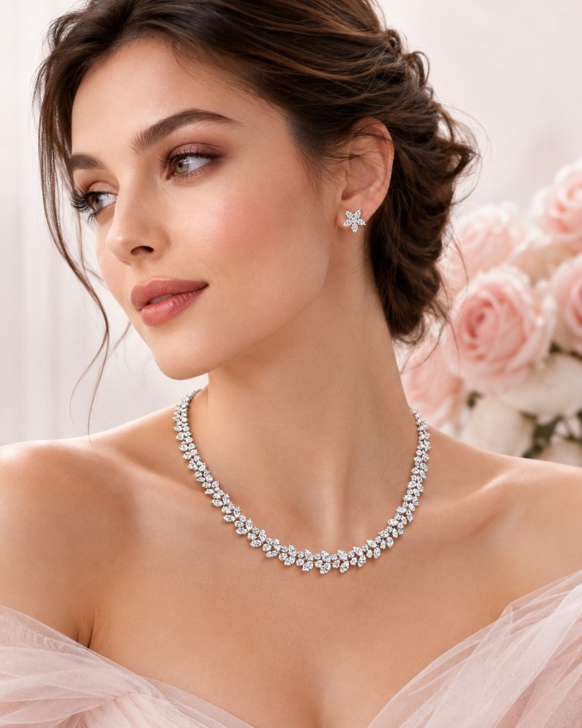 Fiore Diamanti Double Row Diamond Necklace & Stud Campaign