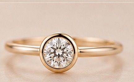 The Aura Solis Yellow Gold Bezel Set Solitaire Diamond Ring