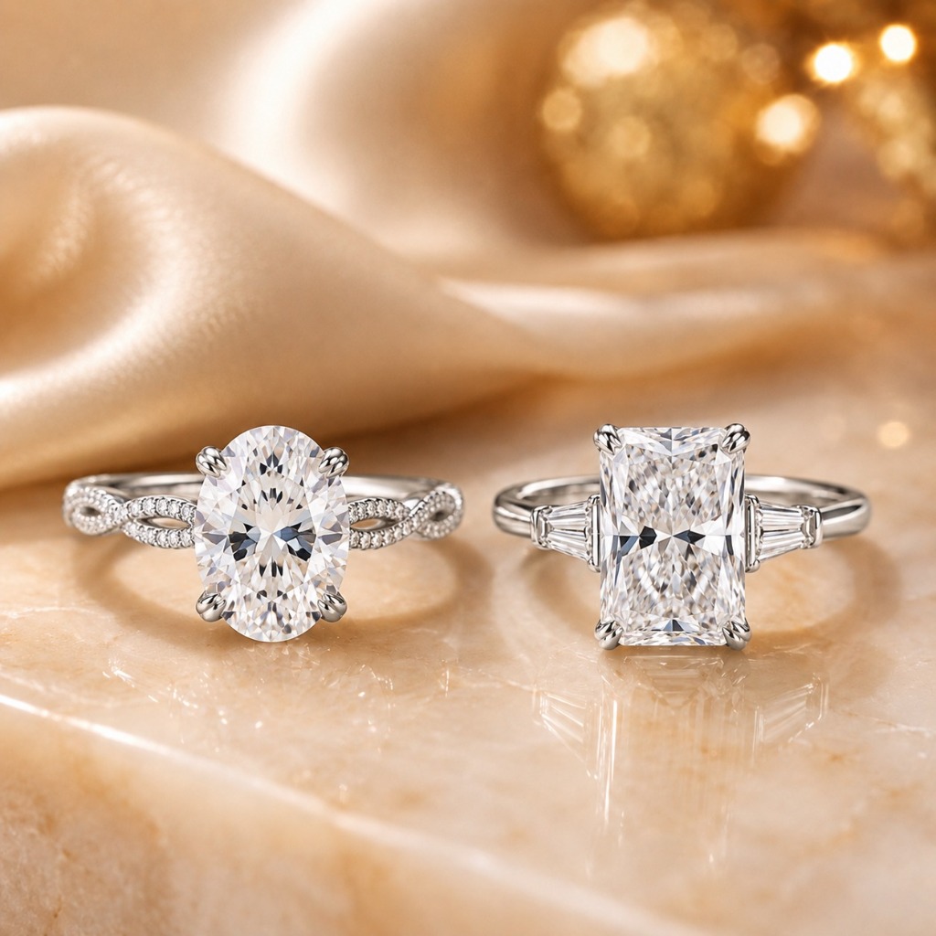 Capitoline Oval & Radiant Solitaire Diamond Rings Suite