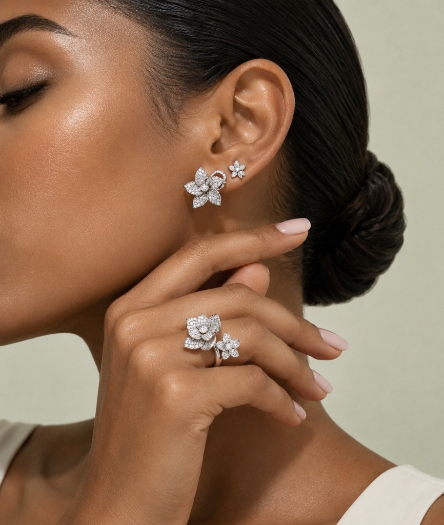 Fiore di Diamanti Diamond Floral Cluster Earrings & Blossom Ring
