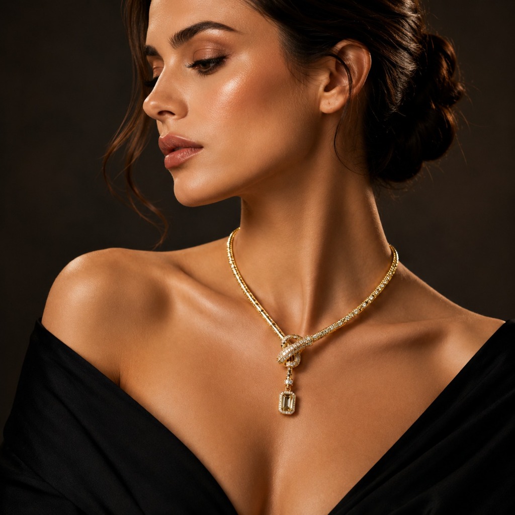 Diamond Looped Torque Solitaire Necklace