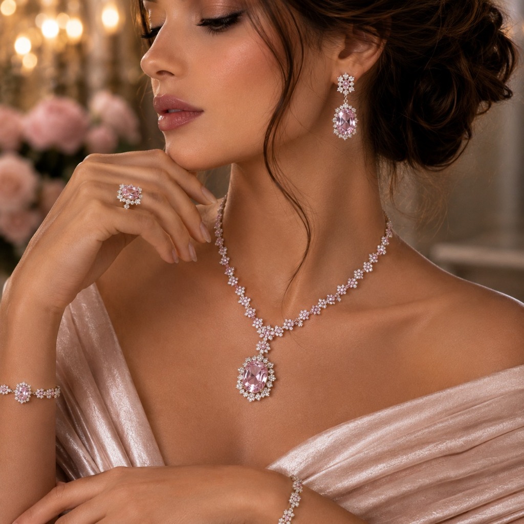 Allegra Oval Pink Sapphire Halo Suite