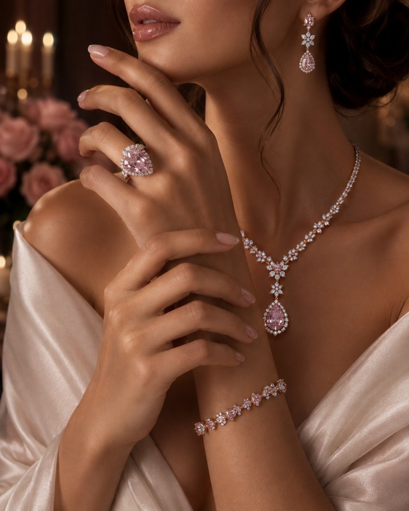 Reine de Rose Pink Sapphire and Diamond Parure